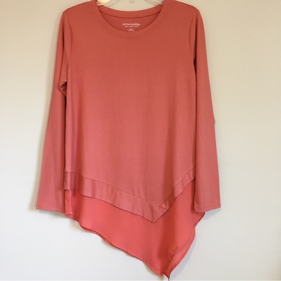 Soft Surroundings Orange Soda Mayfair Asymmetric Tunic Relaxed Fit Top - Picture 1 of 15